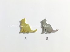 画像1: 猫シルエットパーツ（カン無）(5個入) (1)
